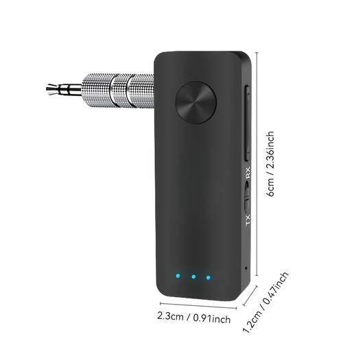 y transmisor de audio bluetooth en 6.0 de clip, recién actualizado 6.0, adaptador sin varillas estéreo hifi, aux de 3.5 mm con micrófono, para aviones, televisores de coche y altavoces de ordenador