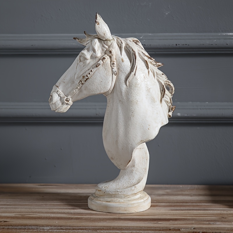 Metallic Horse Head Decoration - Modern Nordic Minimalist Decor with Beige/White/, Indoor/Outdoor Tabletop, Shelf, Mantel, Desk Decor - No Wiring Needed, Easy-Clean Surface for Living Room, Office, Entryway - Elegant Home & Office Accent Piece, Shelf Display, Contemporary Design, Highquality Finish, Statement Art, Interior Designers