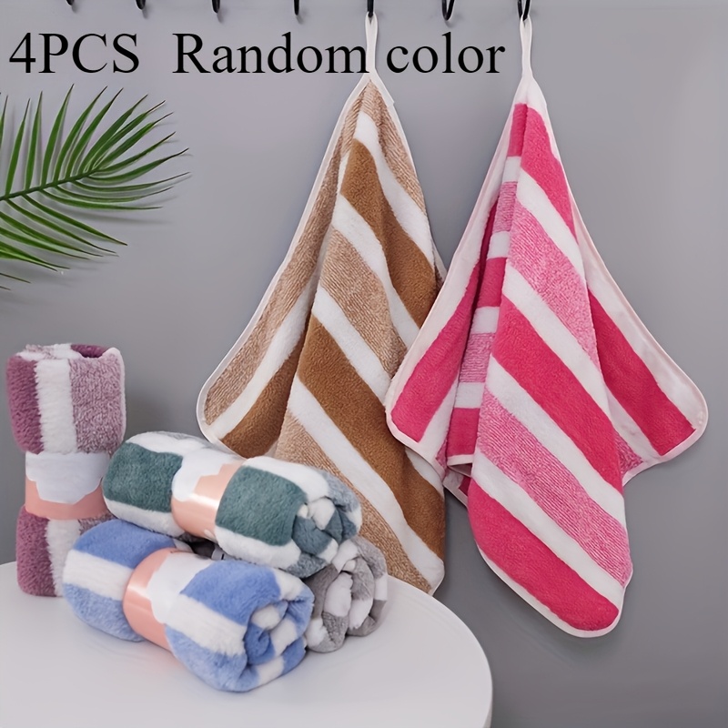 TEMU 4 Striped Pattern Random Color Towels, Super Soft, Super Absorbent, No Lint, 240g Per Fabric, Size 33 Cm X 73 Cm, Suitable For Halloween,