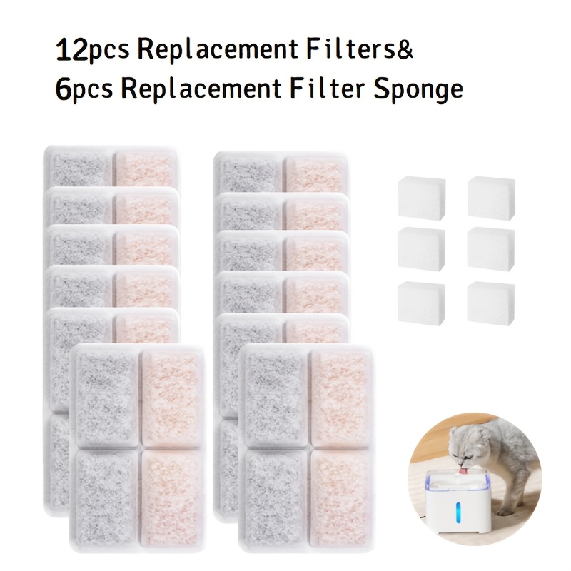 Image of Replacement Filter For White Pet Fountain, Suitable For The 64oz/2 Liter Cat Water Dispenser, Including Accessories For Automatic Pet Water Dispensers, Without Battery