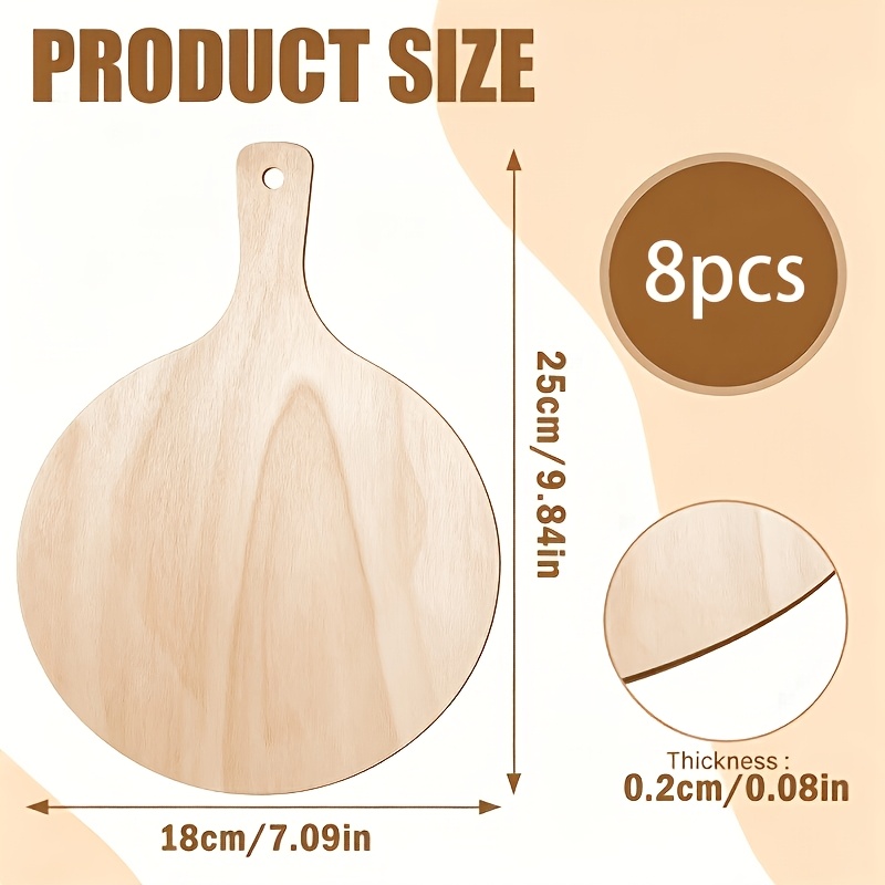 TEMU 4/8pcs Raclettes Rondes en Bois Non Faites avec Poignées, pour le Bricolage, Décoration de Cuisine de Noël