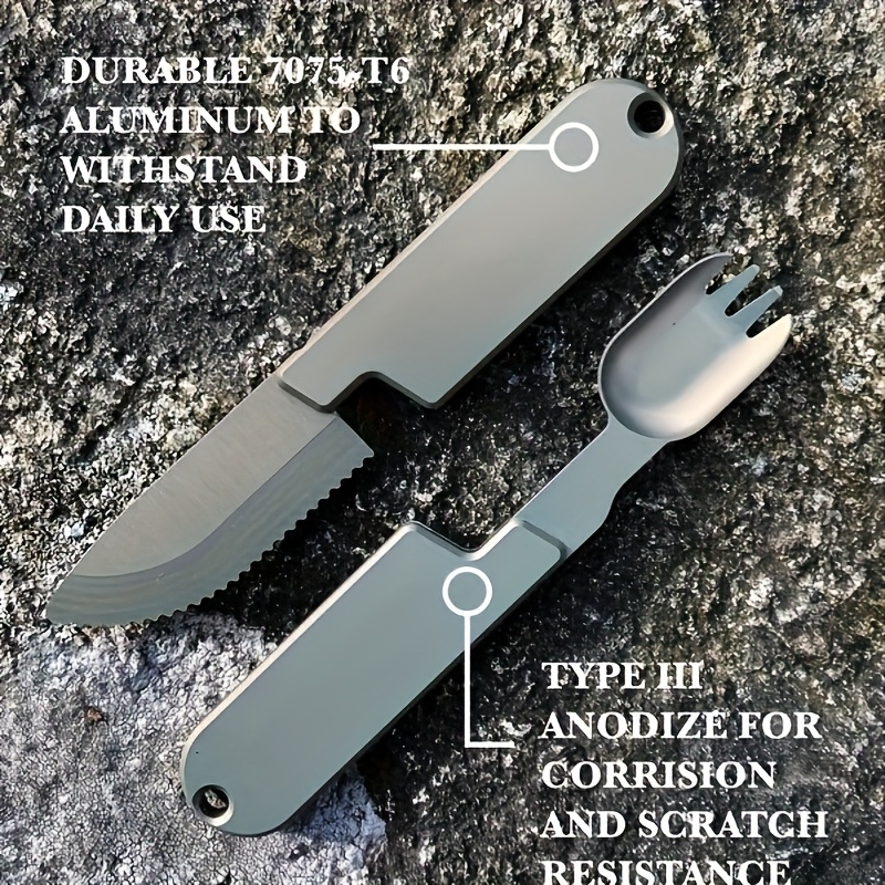 outdoor camping portable stainless steel 2 in 1 camping cutlery knife and fork set exquisite and compact   outdoor bbq cooking Product details 2