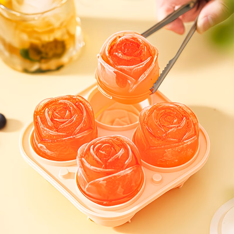 food grade rose shaped large mold whiskey ice making tool household silicone freezing ice tray spherical s home kitchen refrigerator accessory Product details 4
