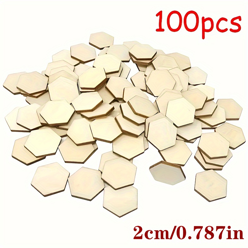 100 Wooden Hexagon Pieces for DIY Crafts and Decorations