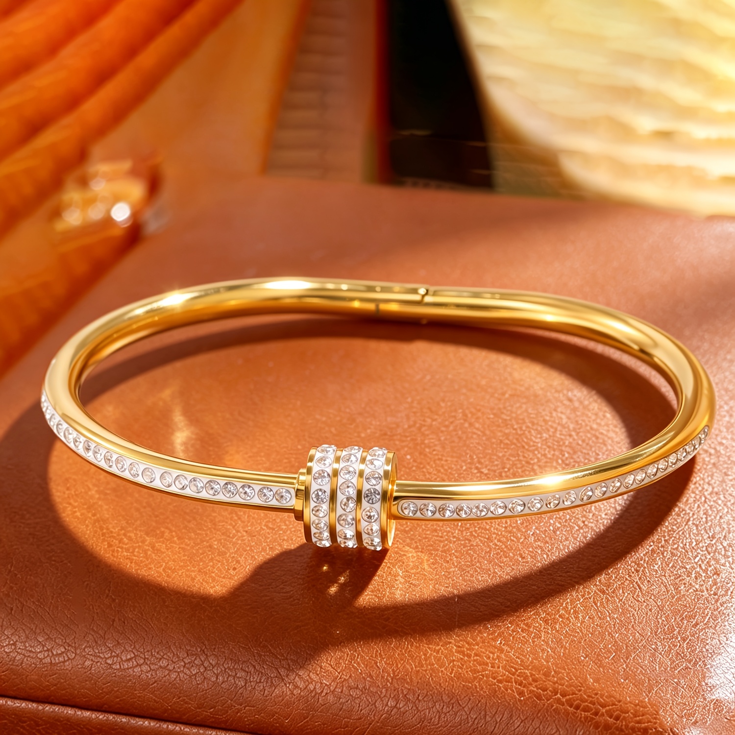 5pcs Ice Cold 18K Golden Plated Sparkling Bangle Jewelry Set