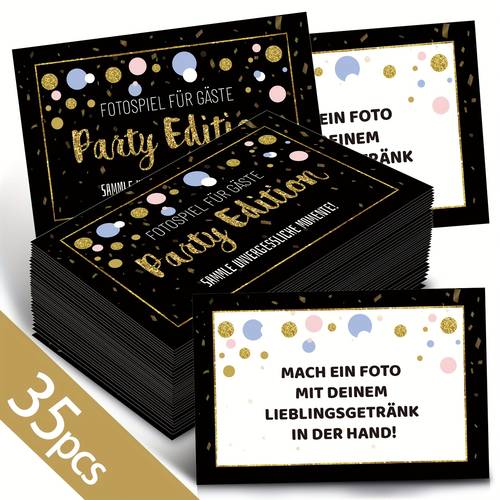 35pcs black photo fun task photo cards for birthday wedding new years eve creative blank cards for guest interaction and recording