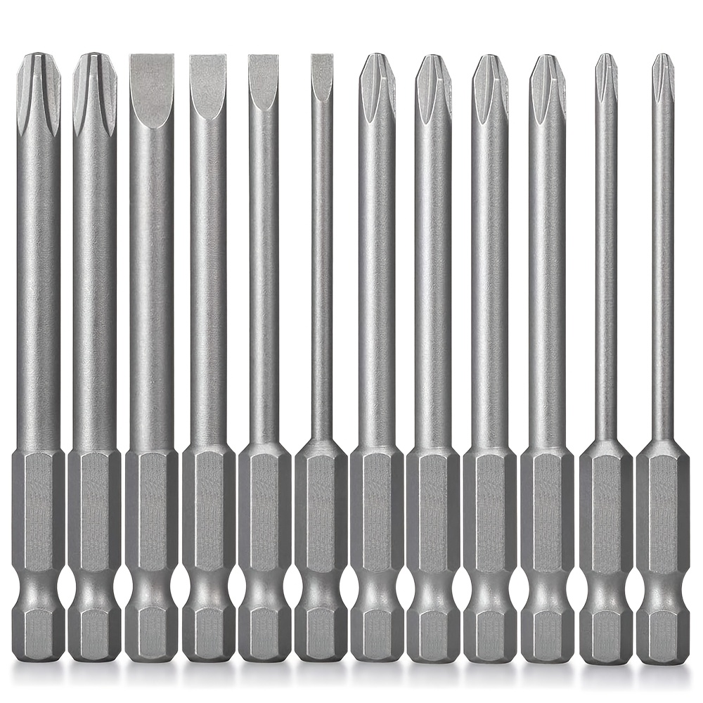 

12pcs Asdtodw Screwdriver Bit Set, S2 Steel, 3-inch Long With Slotted & Heads, 1/4" Hex Shank, Magnetic For In Industrial Settings, Power Drill Compatibility|organized |s2 Steel Tools, Asdtodw