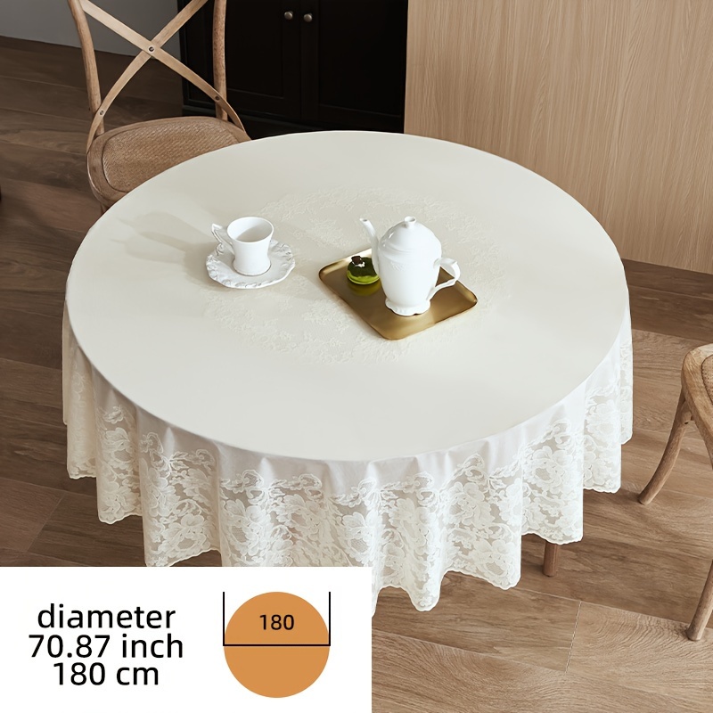 elegant white lace tablecloth with pearl accents heat proof pvc easy clean for dining kitchen