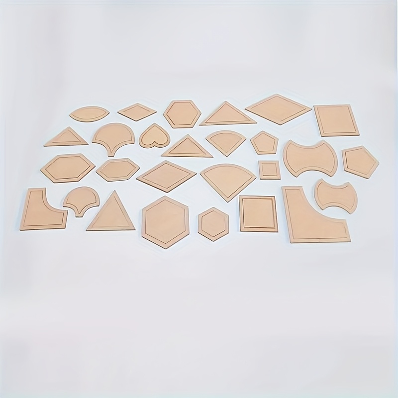 Image of 27pcs Transparent Acrylic Ruler Set, Quilting Templates For Sewing And Tailoring, Multi-shape Craft Cutting Guides, Drawing Supplies For Fabric And Textile Design