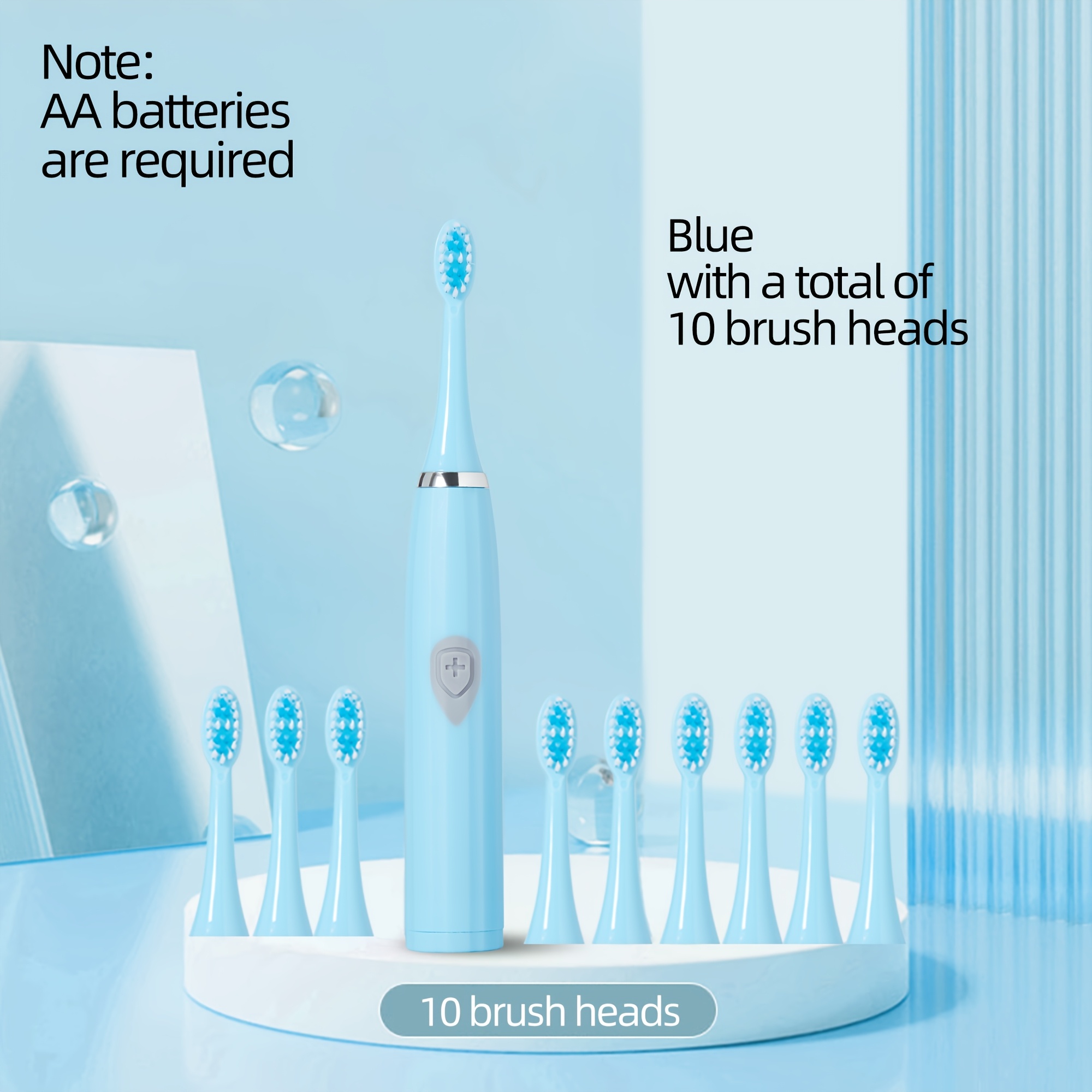 Image of Electric Toothbrush Set With 10pcs Heads, One-button Start For , Battery-operated Travel Toothbrush Portable Toothbrush Without Battery, Model E802