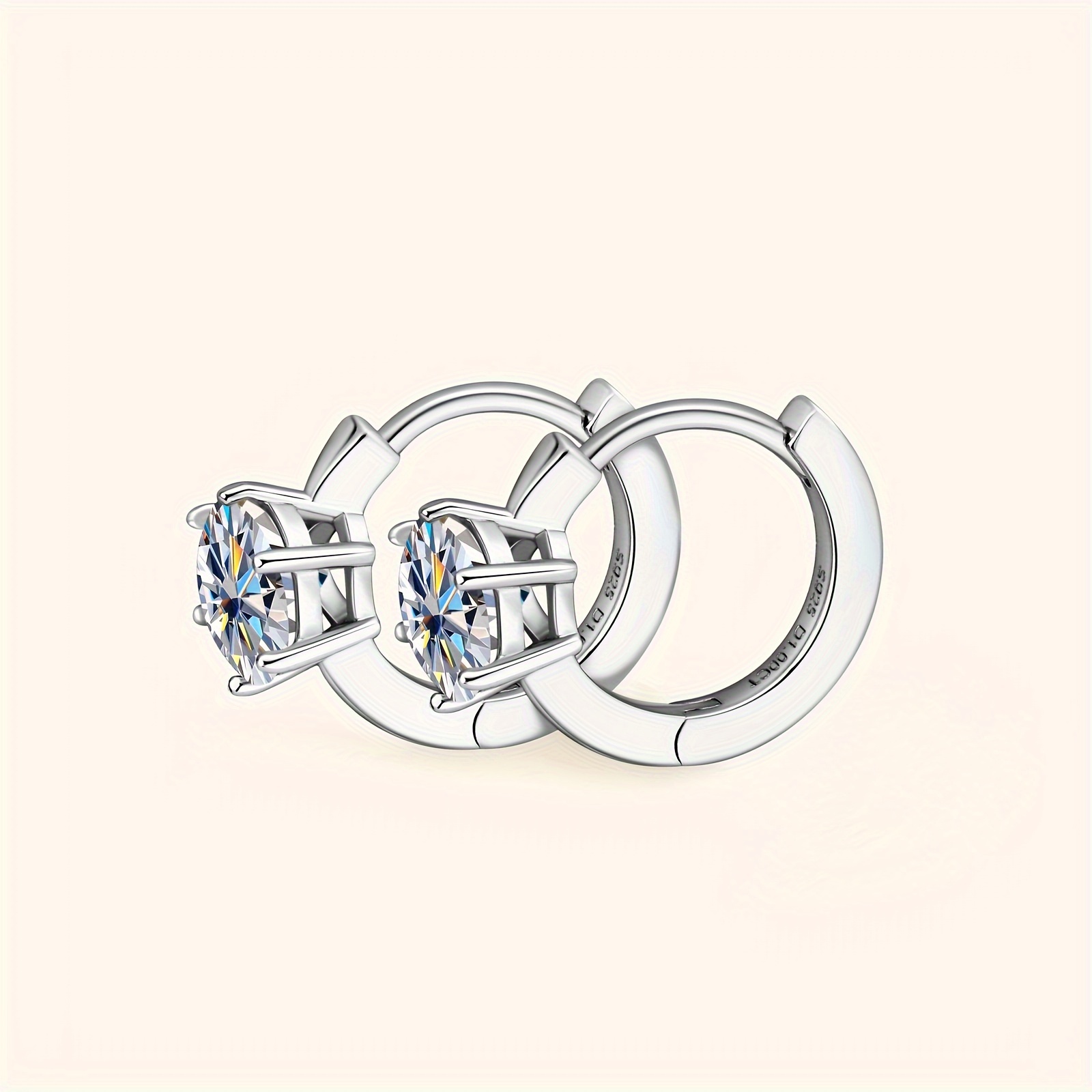 1 pair of moissanite earrings 925 pure silvery 6 5mmd color round moissanite earrings   six claw inner diameter 10  earrings s925 silvery earrings jewelry with gra certificate total weight of earrings about 2 75g moissanite 6 5mm 2pcs 1 0ct 2pcs total carat 2 0ct details 6