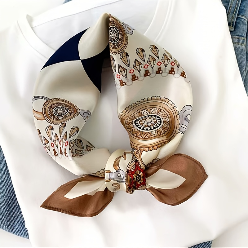 Women's 100% Silk Scarf & Headband Set, Vintage Style