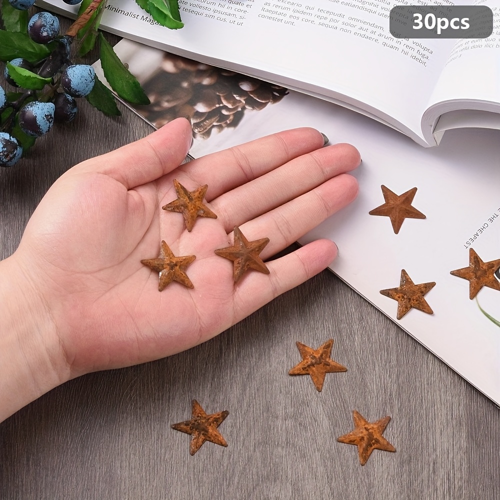 Image of 1 Bag 30pcs Display Rusty Metal Star Ornament Star Coconut Brown 26.5x25.5x2.5mm Christmas Thanksgiving New Year's Gifts
