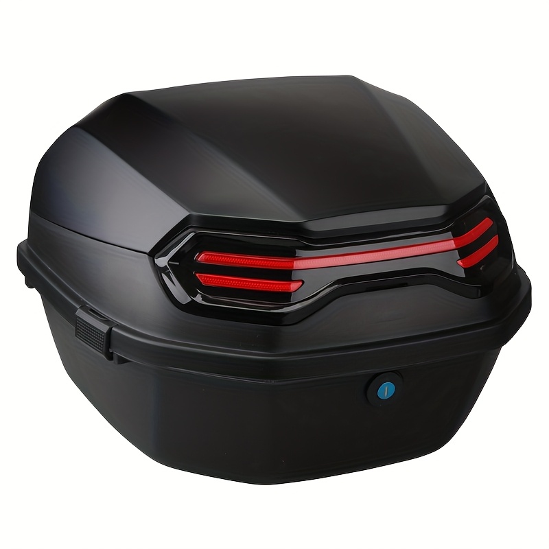 TEMU Lockable Large Capacity Motorcycle Rear Storage Box With Helmet Storage & Detachable Top Lid - Heavy-duty Durable Construction, Fit For