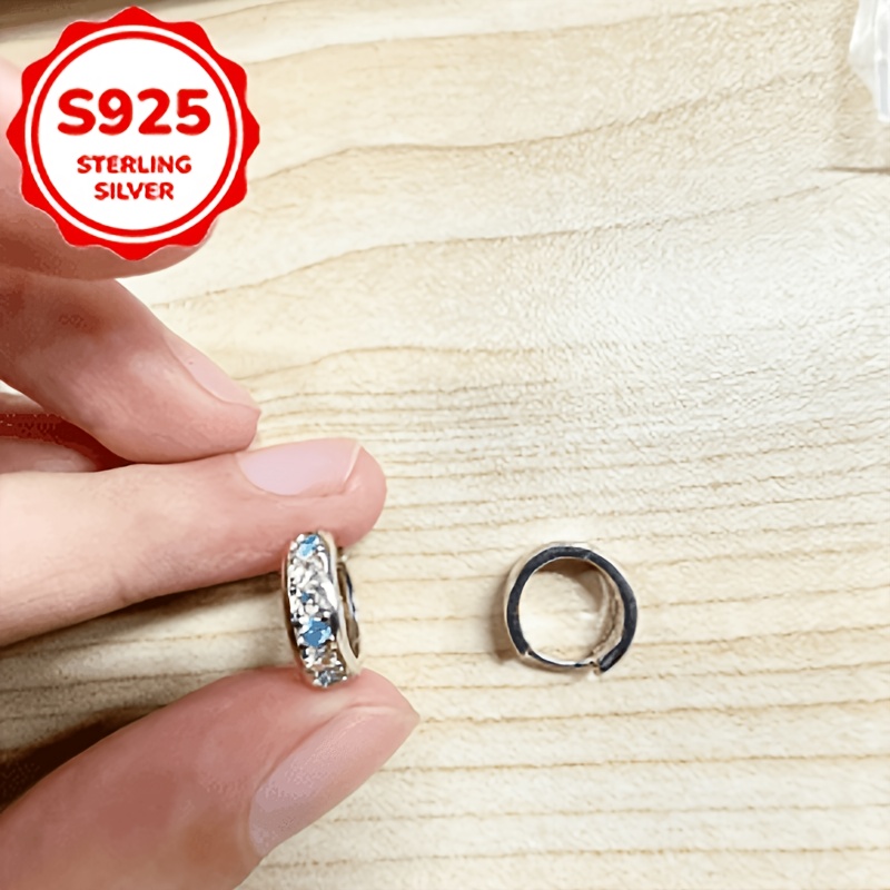 S925 Silver Rainbow Synthetic Zirconia Earrings, Colorful Design