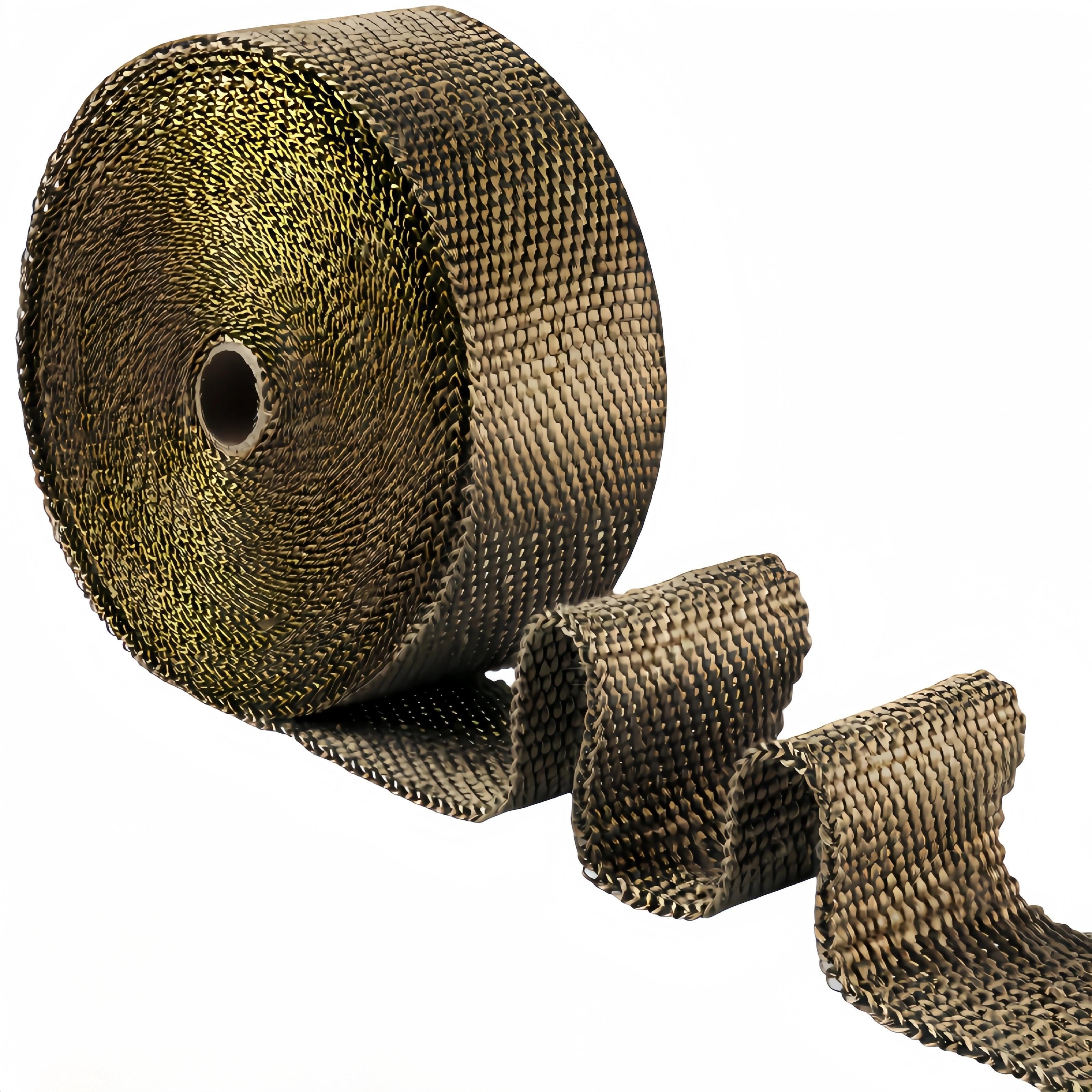 TEMU 15m Titanium Golden Exhaust Roll, High-temperature Fiberglass Heat Shield Tape, Wear And Vibration Resistant, Oil Leak Protection