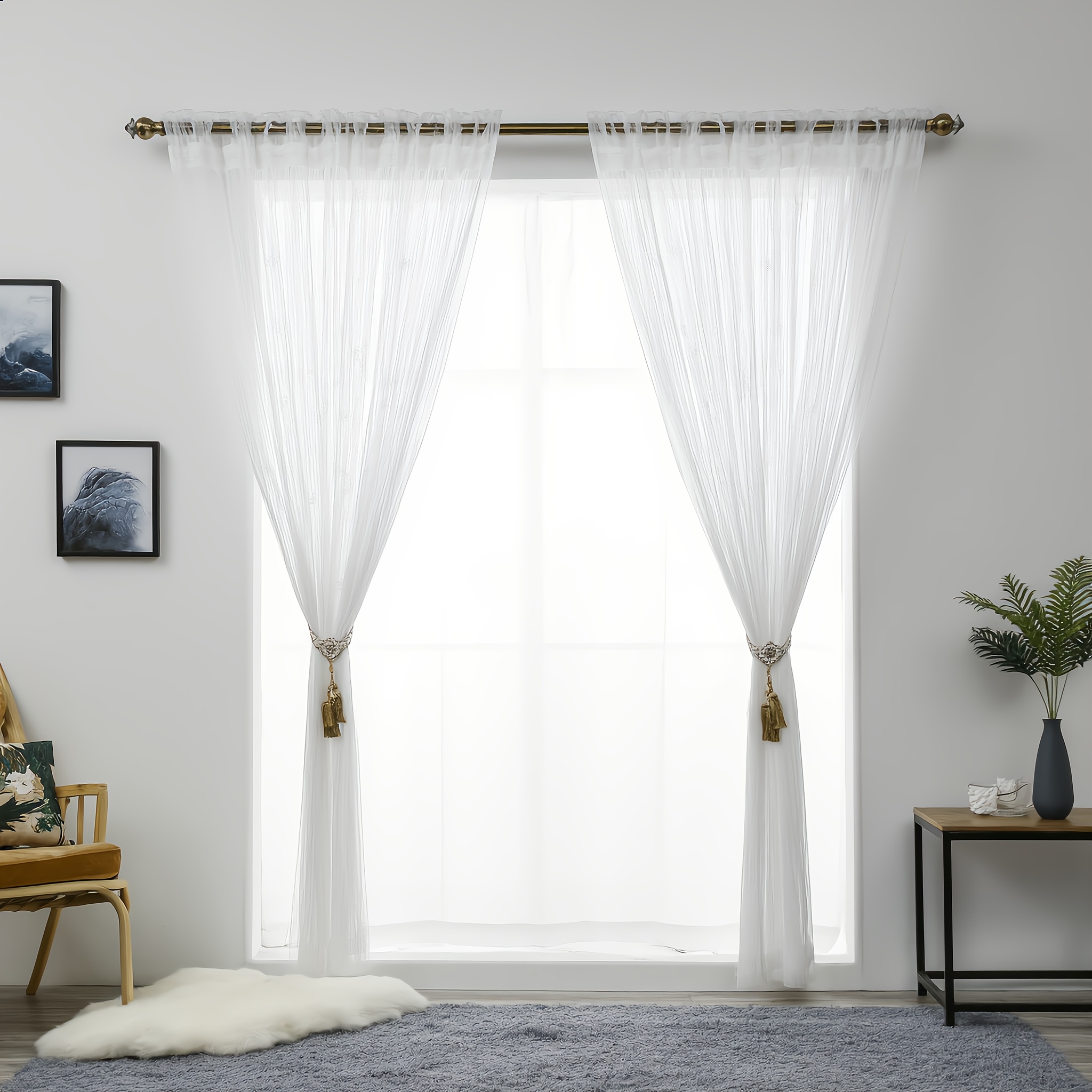 TEMU 2pcs White Transparent Curtains, Suitable For Wedding And Party Decor - Versatile Photo Backdrop Bridal Showers, Baptisms, Birthdays, And More -