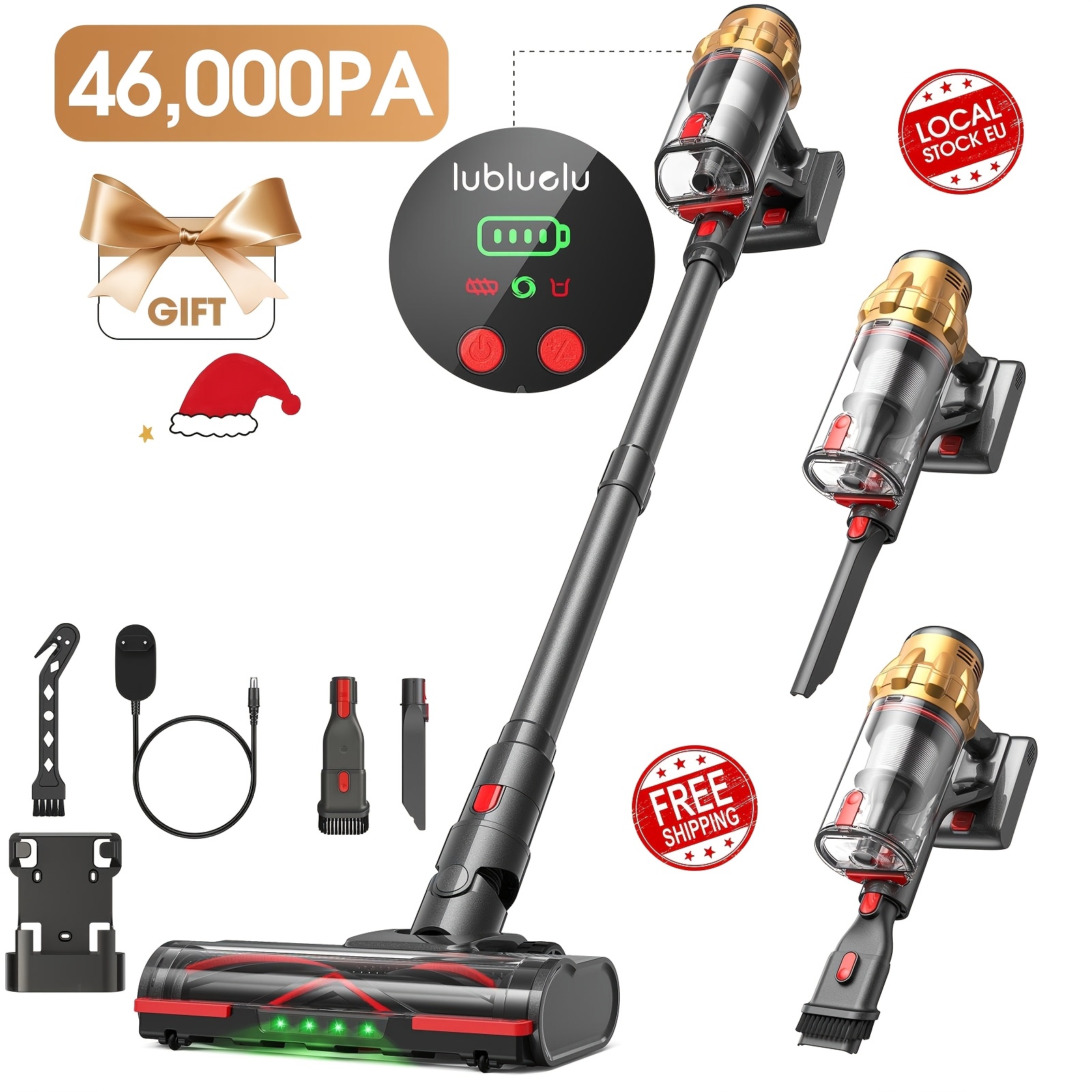 Image of Lubluelu G11 Handheld Vacuum Featuring , 46kpa Suction, 3 Charging , Flexible Led Brush Head, 6 Layer Filtration, And Anti V Brush, Ideal For Carpets And Hard Floors