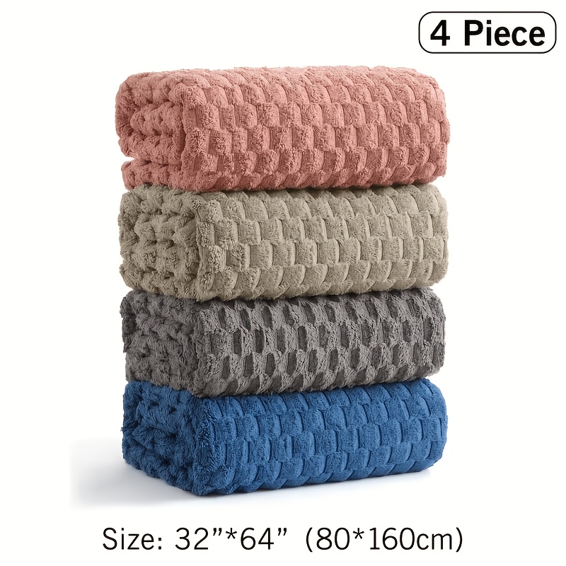 TEMU 4pcs Oversized Bath Towel Set 32"x64" Extra Large Microfiber Towels Ultra Drying Multi Color Combo Beige White Light Blue Dark Gray Color