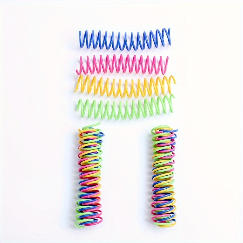 

4pcs Extended Spiral Gnawing Cat Toys, Jumping Silent Elastic Plastic Spring Cat Teaser Toy