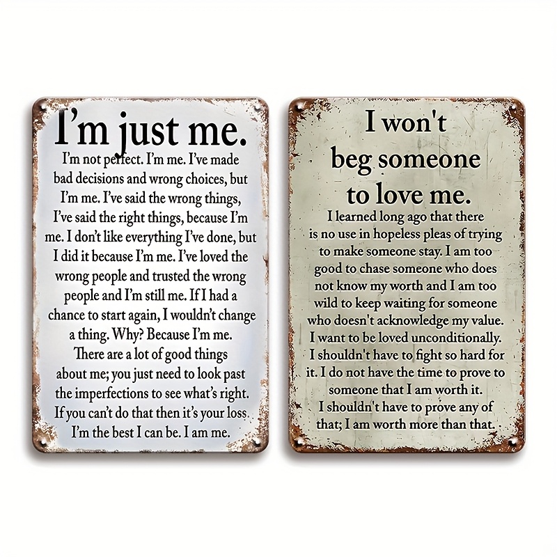 TEMU 2pcs, Sarcastic Plate, "i'm ", " Beg Me" Man Cave Metal Tin Signs, Funny Poster Metal Plaques, Suitable For Outdoor Wall Decor, Street Yard Porch Garage Home Hole Shop Decor