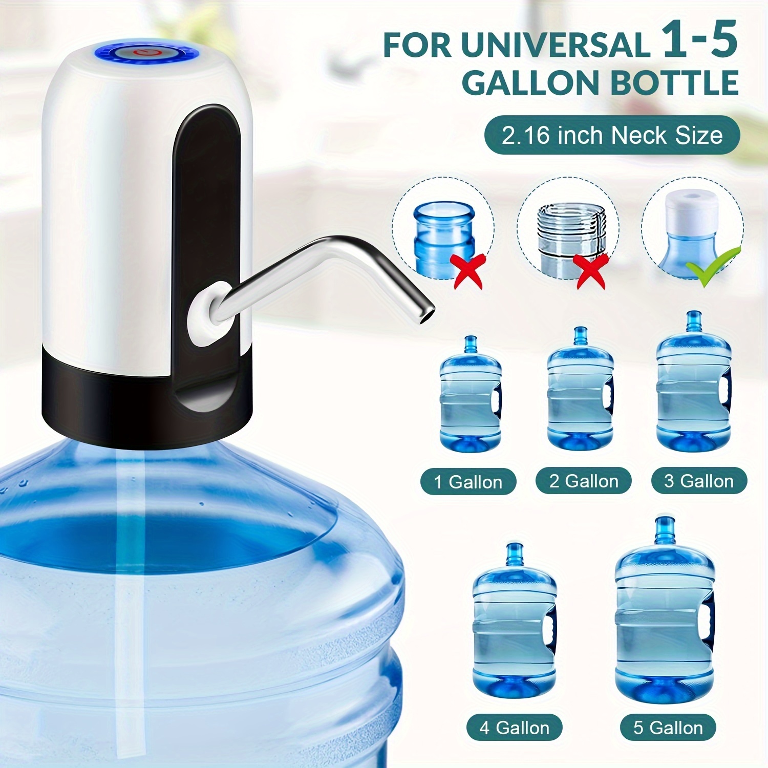 usb rechargeable electric water bottle   automatic dispenser for dorms 400mah lithium battery details 2