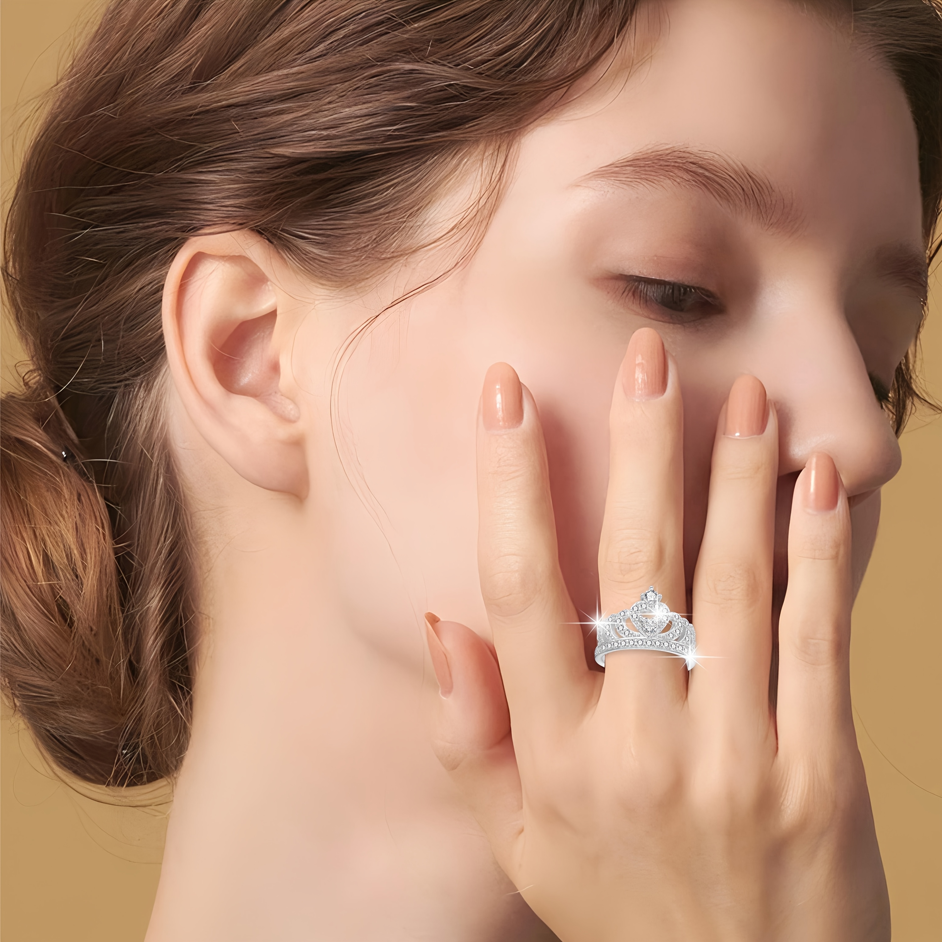 S925 Silver Princess Crown Ring with Cubic Zirconia