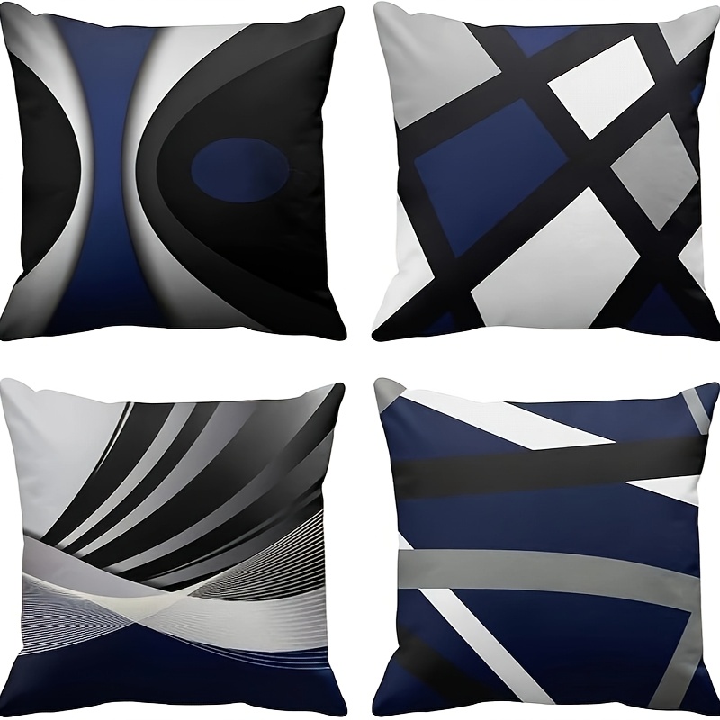 

4pcs Modern Abstract Geometric Stripe Pillowcase, Decorative Pillowcase Home Decor Square 18x18 Inch Pillowcase Without Pillow Core, Machine Washable