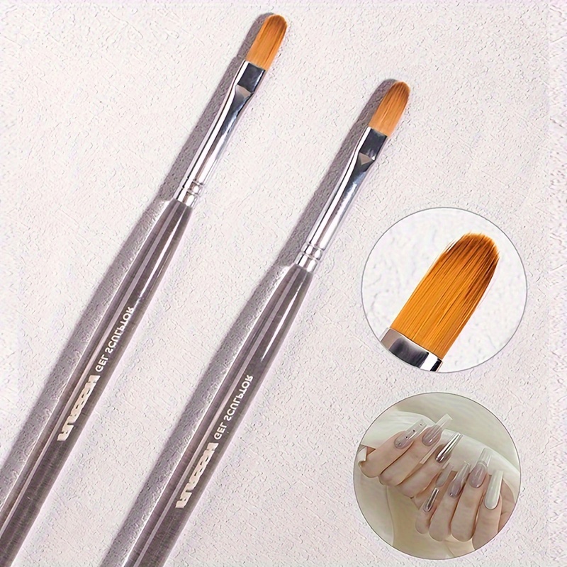 

1pc Transparent Nail Art Brush, Flat Brush For Gradient Painting, Nail Polish & Extension Gel, Multipurpose Manicure Tools