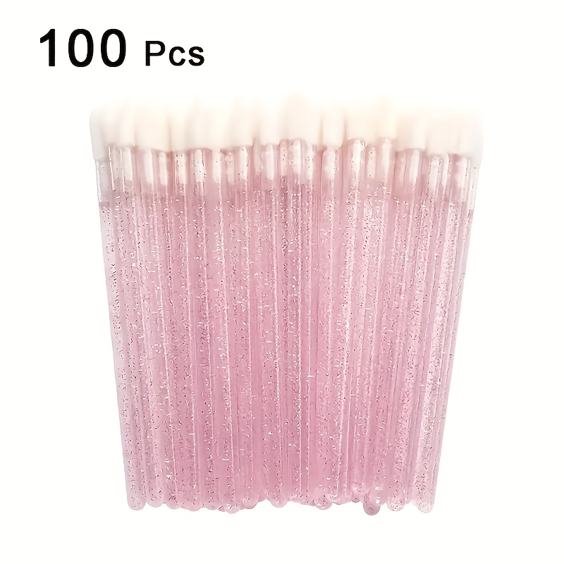 100pcs Disposable Lip Brushes With Soft Bristles & Solid Shaft - Compatible With Lipstick & Eyeshadow Applicators, Ensuring Color Application &