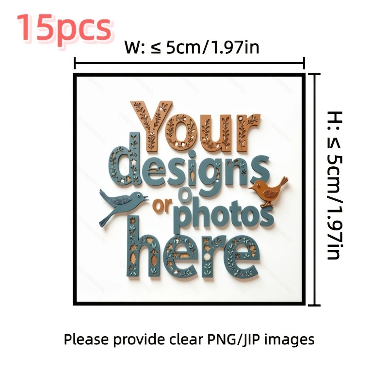 TEMU 15pcs Personalized Custom Dtf Heat Transfer Iron-on Stickers, Diy Heat Transfer Decals - Professional Customization Of Photos/text/patterns,
