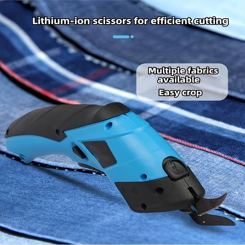 usb rechargeable electric fabric scissors with sharp lithium ion blades effortless cutting for denim carpets   leather and   black handheld design details 0