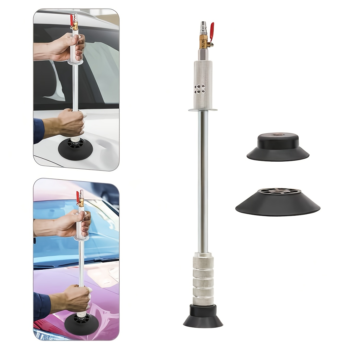 Marteau Pneumatique Débosselage Loobiiny – Avec 3 Ventouses (8, 11.8, 15.5 Cm) – Pour Réparer Bosses De Carrosserie Sans Peinture