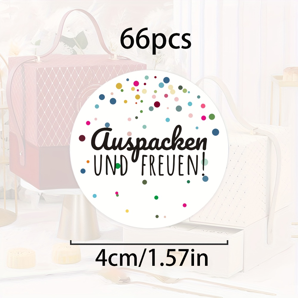 E-shop 66 Stück Deutsche Aufkleber - 1,57-Zoll Runde Selbstklebende Etiketten mit Deutschen Phrasen Auspaer, , Geeignet für Hochzeitseinladungen,