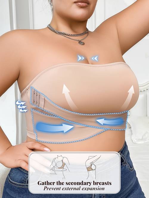 Adjustable Invisible Strapless Push-Up Bra for Women - Lightweight, Anti-Slip, Breathable Summer Bralette with Cross-Back Design, Hide Excess, Perfect for Backless Outfits