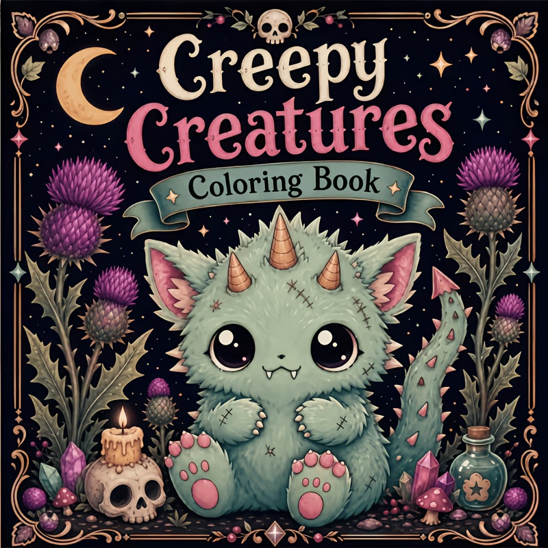 TEMU 1 Livre Effrayant pour Adolescents et Adultes - Livre de Coloriage Horreur de 24 Pages avec de Monstres et Pages en Anglais, Cahier d'Activités