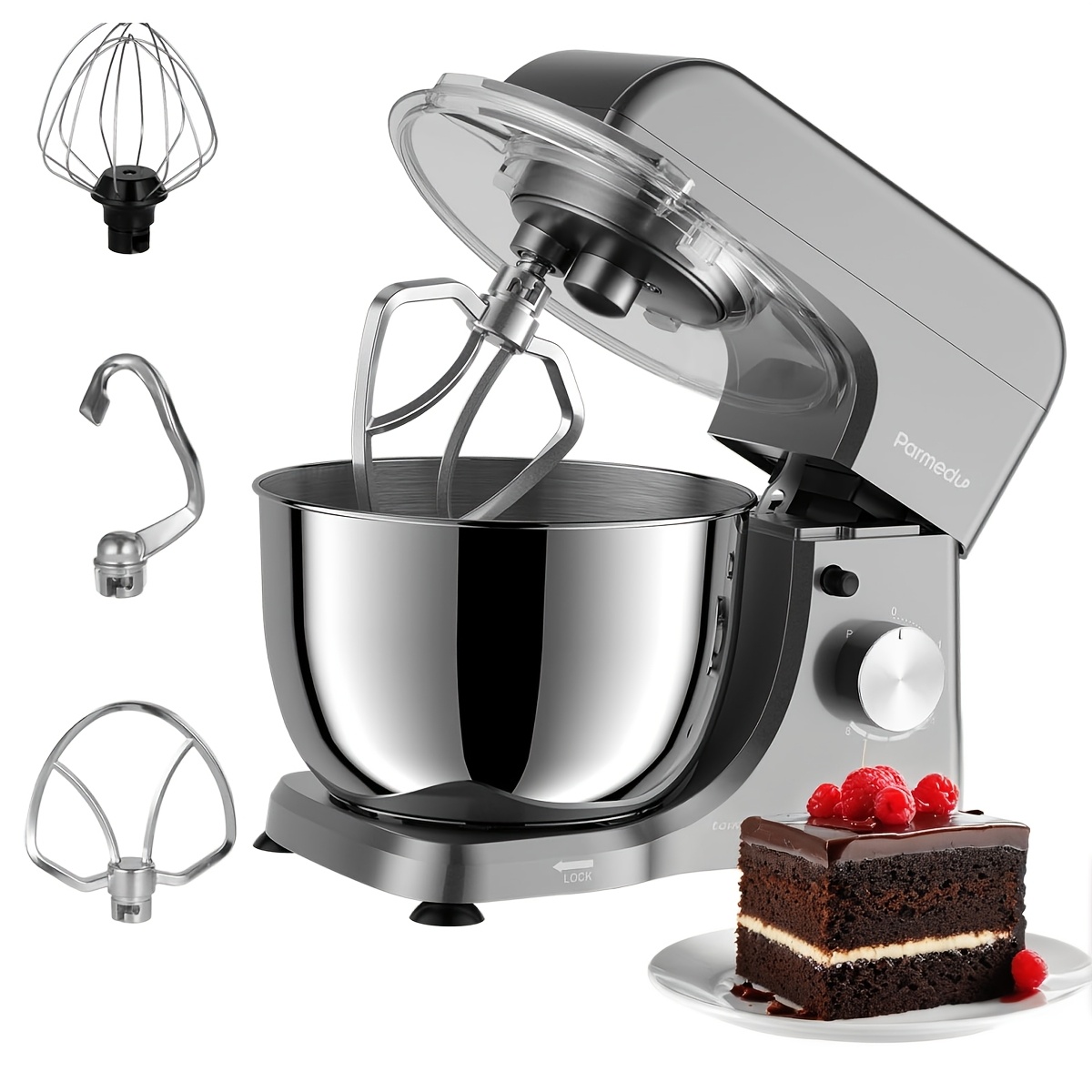 TEMU 8-speed Electric Stand Mixer Machine, Compact 11.8"x 6.9"x 10.4"stand Mixer For The Kitchen, 380 W Tilt-head Stand Cake Mixer With 4.76 Qt 304