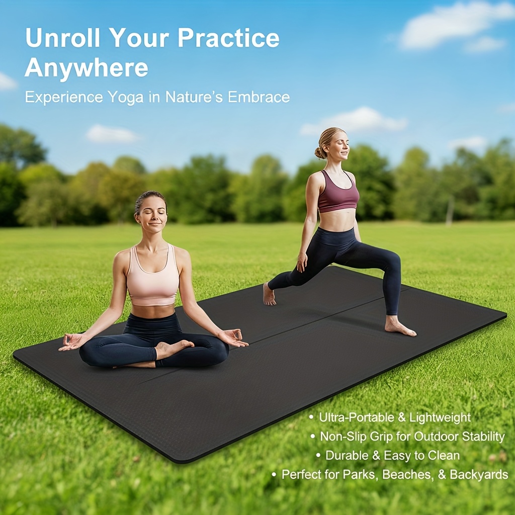 Extra-large Tpe Yoga Mat 72" X 34" - Wide Non-slip Mat For Yoga, Pilates, And Home Gyms. 8mm Thick Cushioning Provides And Balance, Suitable For Single Or Partner Workouts.