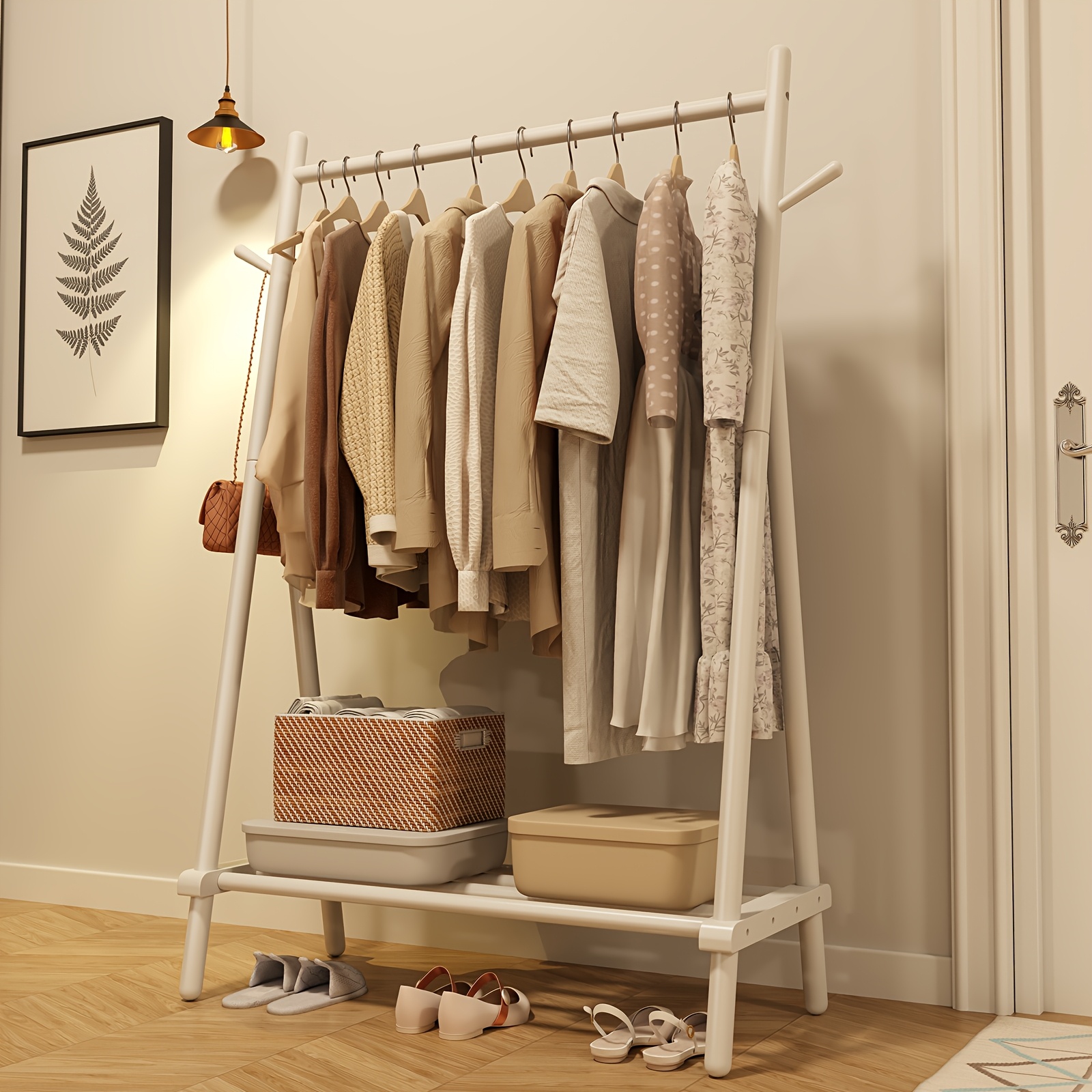 NEW Portable Closet Wardrobe Clothes Garment Rack Navy Fabric Storage Heavy Duty