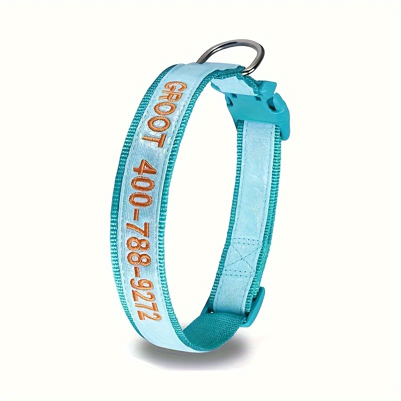TEMU Customizable Dog Collar With Name & Phone Number, -the-dark Adjustable - Polyester For Nighttime Safety, Options, Personalized Dog Collar