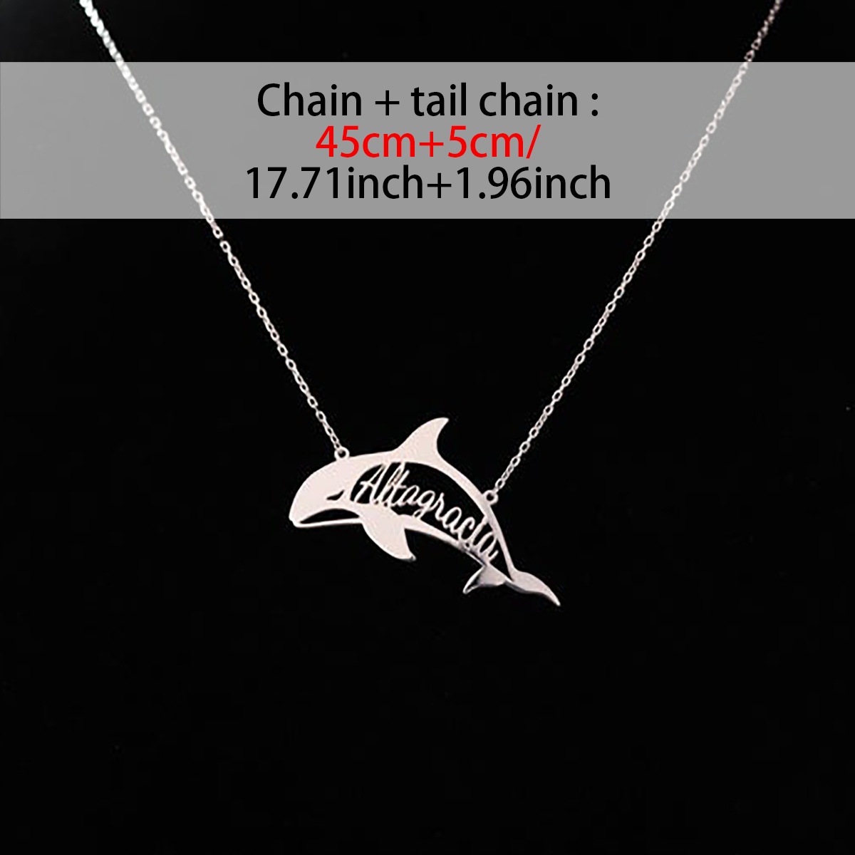 Women's Custom Orca Name Necklace, Personalized Marine Animal Pendant