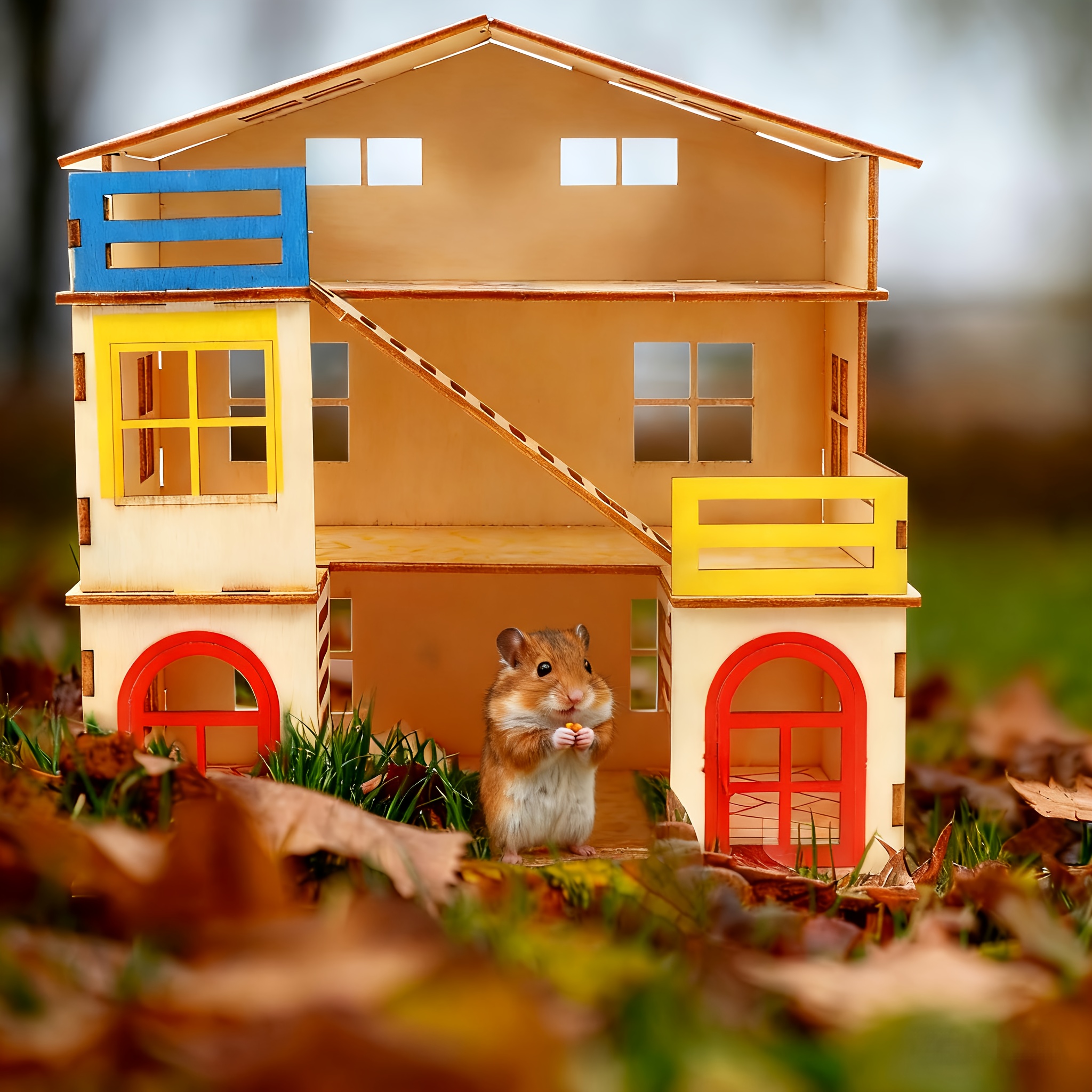 Hamster Castle Villa with Ladder for Small Animals