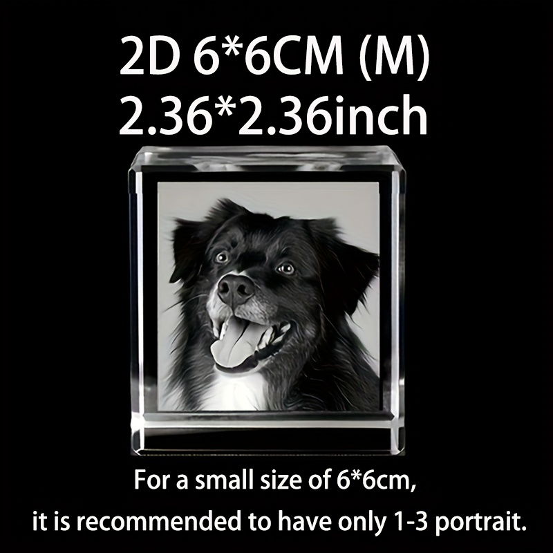TEMU Customized Portrait , Personalized 2d Crystal Photo Cube, Pet Loss Gift, Dog Portrait Custom, Christmas, New Year, Wedding, Anniversary,