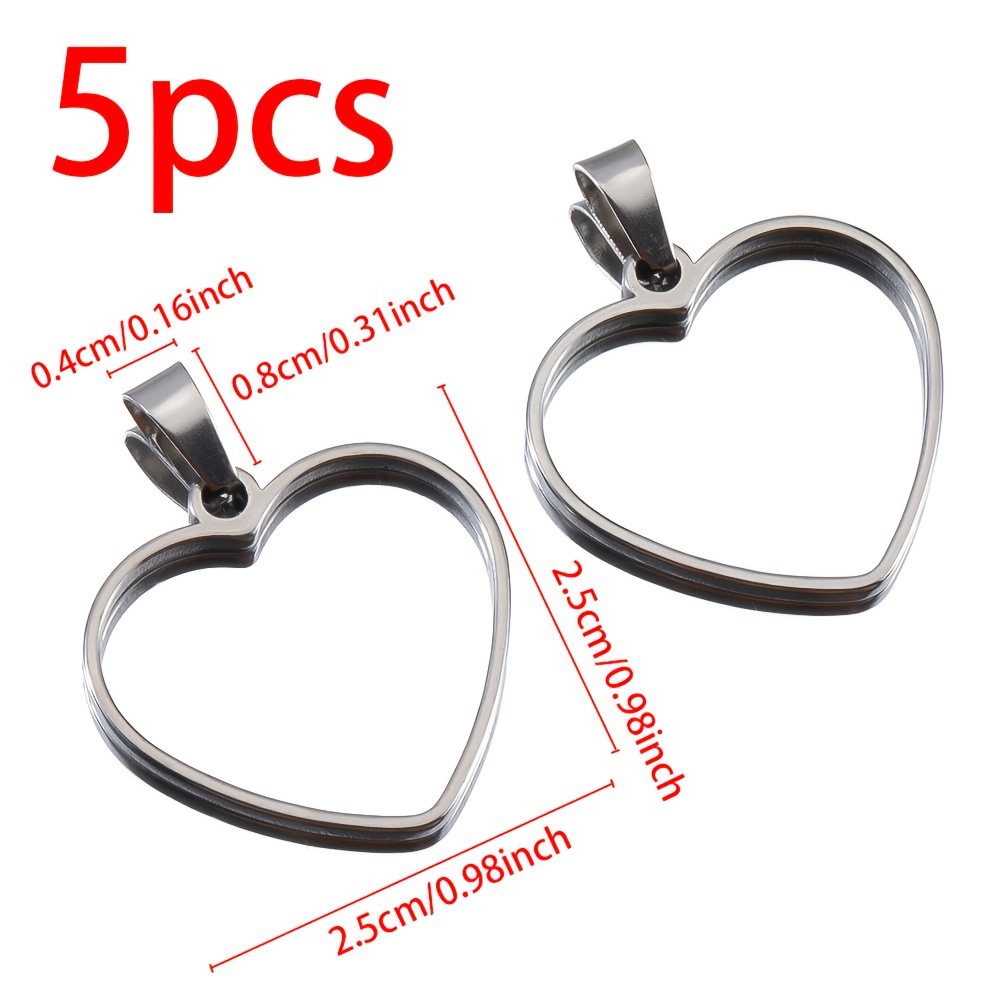 E-shop 5-teiliges Set aus 304 Edelstahl Hohl-Anhängern mit Stern-, Herz- Rundrahmen-Designs für DIY Halsketten Ohrringe