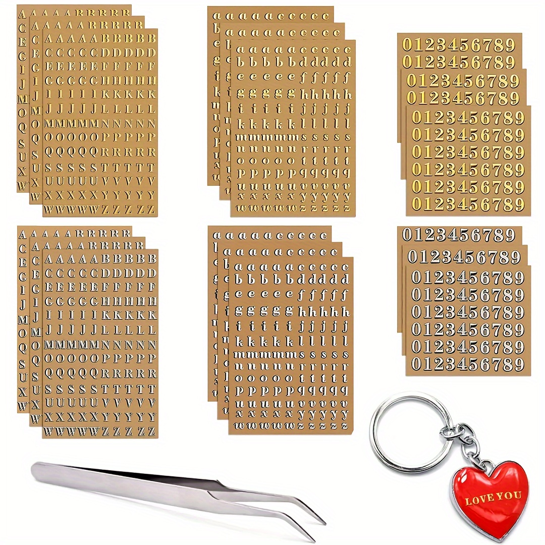 

Mini Golden/silver Alloy Letter & Number Stickers, 18 Sheets, 3mm Diy Resin Epoxy Craft Adhesive Decals With Tweezers For Nail Art, Scrapbooking - No Power Required