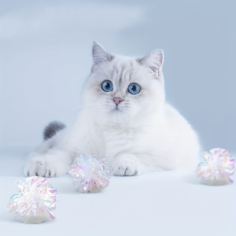6pcs Crinkle Paper Ball Squeaky Toys for Cats