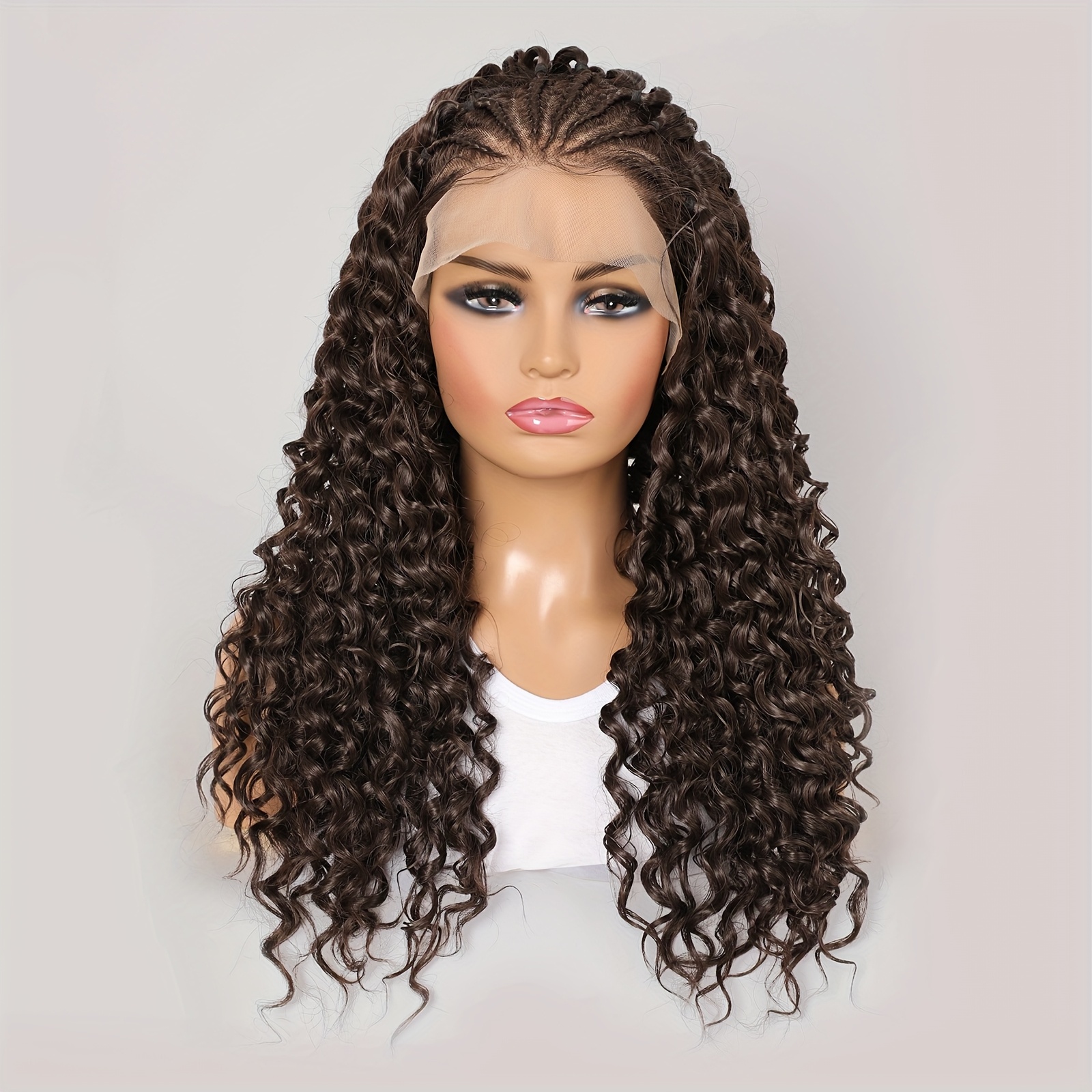TEMU Perruque et bouclée en fibre haute température avec bandeau en dentelle 13x4 pour femmes - Cheveux synthétiques de , naturel pour les fêtes et
