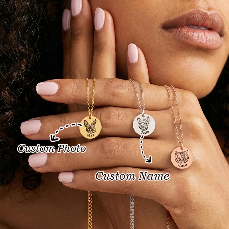 Custom Name and Photo Necklace Stainless Steel Jewelry