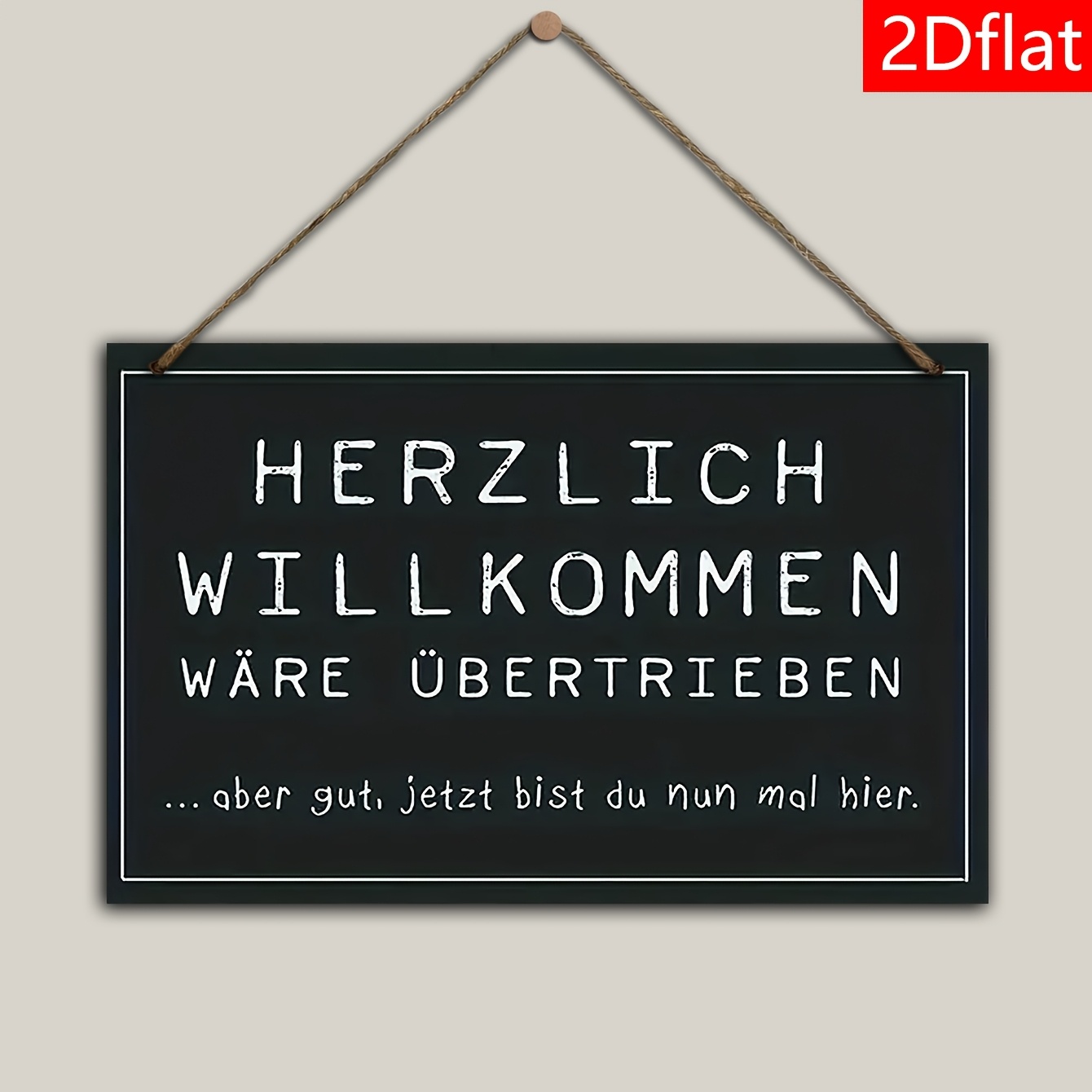 TEMU 2d Flat, A Humorous German Wooden Wall Sign Hanging Ornament, Black And White Funny Welcome Plaque, "welcome To My Of Obligation", Suitable For