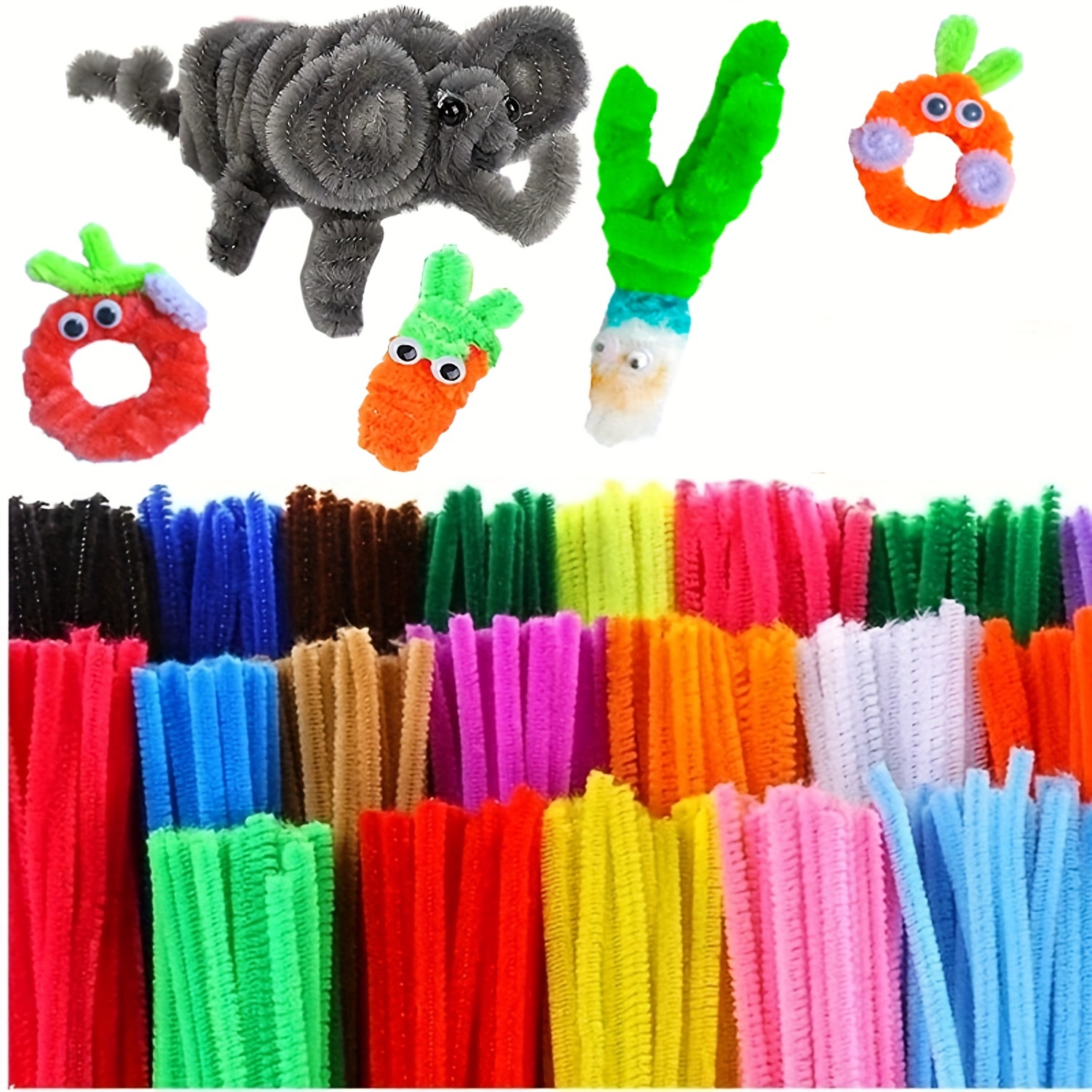 

480pcs Pipe Cleaner, Diy Art Craft Kit, 200pcs Deep Mixed Colors Chenille Fuzzy Stems, 250pcs Pom Poms, 30pcs Eyes, Perfect Gift